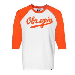 Playera Yaquis Ranglan Obregón Bco/Naranja 3/4 Caballero
