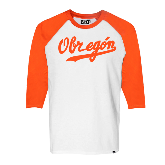Playera Yaquis Ranglan Obregón Bco/Naranja 3/4 Caballero